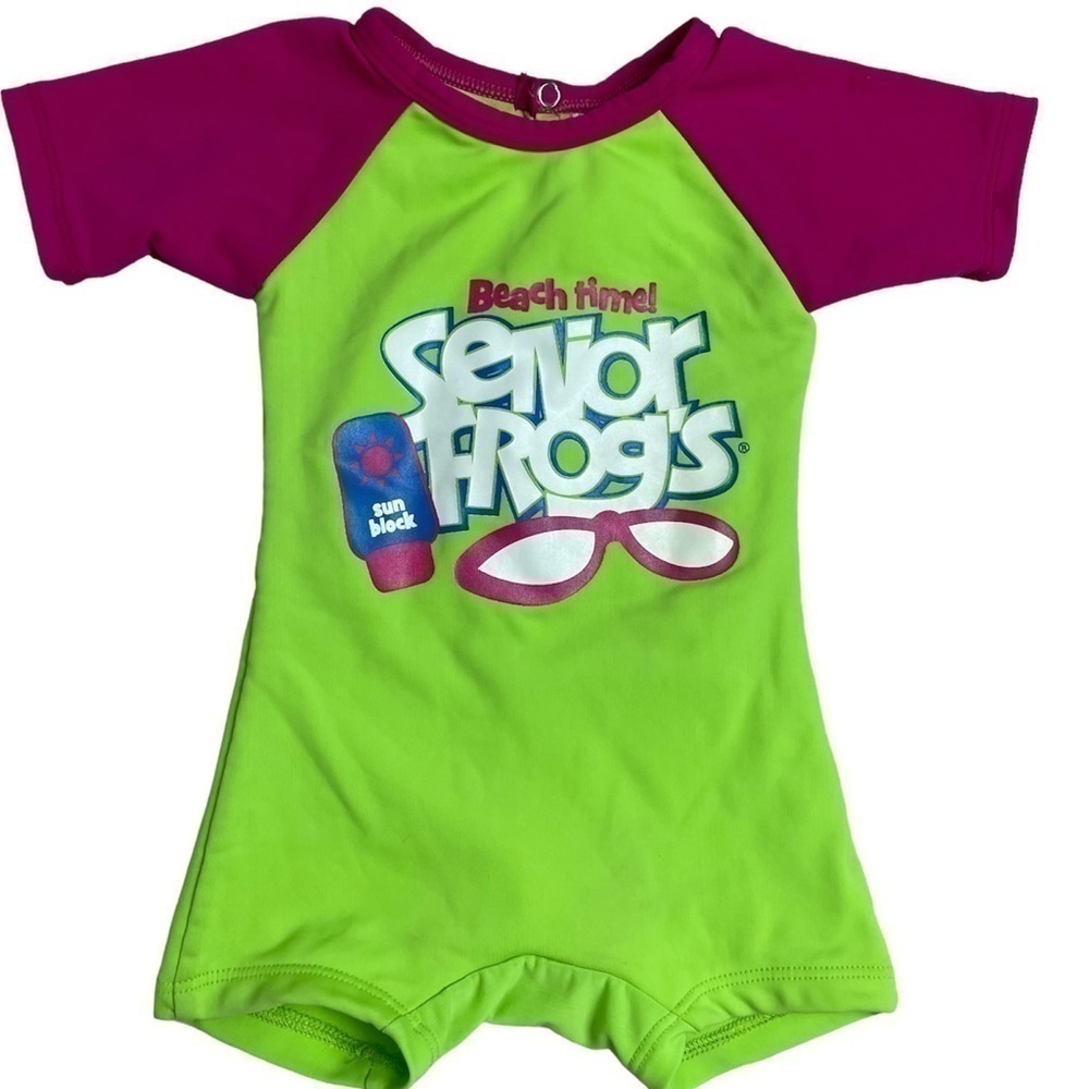 Señor Frog Toddler Unisex Wetsuit 12 months (size 1) in neon green & pink